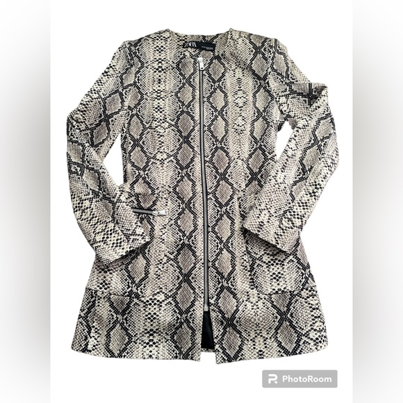 Zara Snake Print Blazer Frontal Zipper Size XS - Picture 1 of 10
